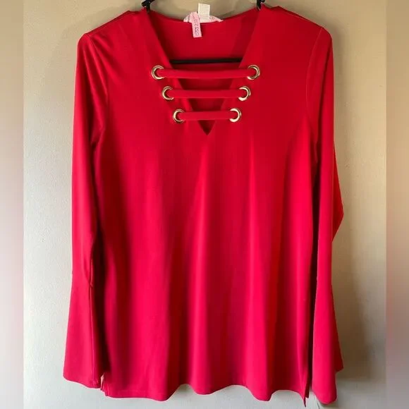 Micheal Micheal Kors red long sleeve blouse. Size S - Picture 2 of 5